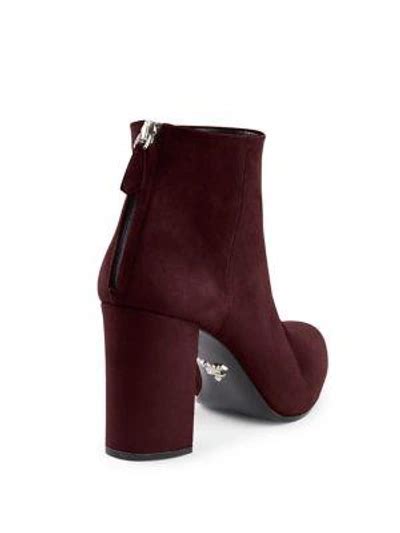 prada stretch suede block heel booties|prada stretch block heels.